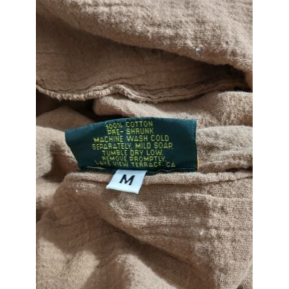 Cotton Palms Womens Lagenlook Shirt Size Medium Brown VTG Minimalist Flowy Gauzy - Picture 4 of 4